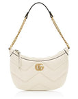 Borsa a Spalla Piccola Gucci Matelassé in Pelle GG Marmont Bianco