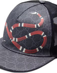Cappello Gucci Kingsnake Print GG Supreme Baseball Hat nero/grigio