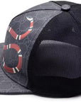Cappello Gucci Kingsnake Print GG Supreme Baseball Hat nero/grigio
