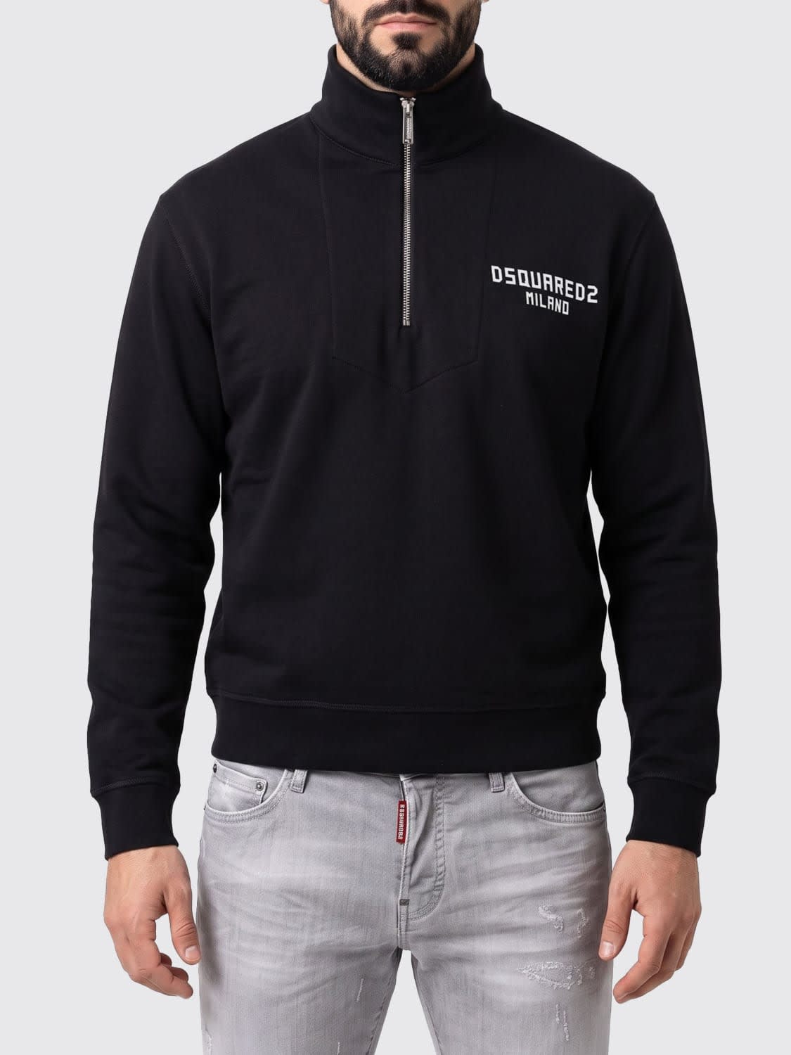 DSQUARED2
Felpa con zip Dsquared2 in cotone e collo alto con logo stampato