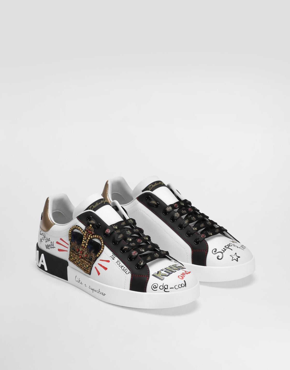 Sneaker Portofino in vitello nappato stampato con patch e ricami