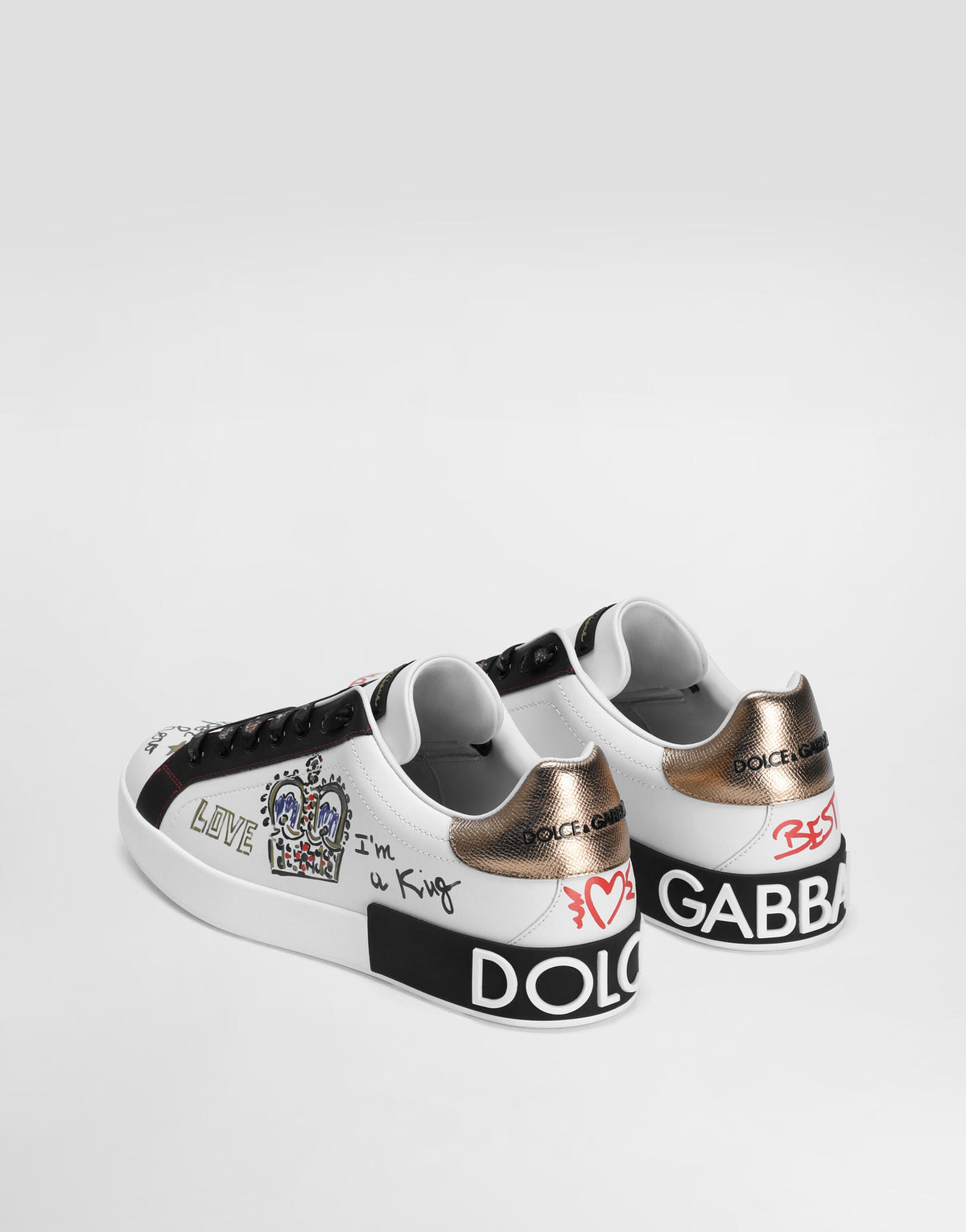 Sneaker Portofino in vitello nappato stampato con patch e ricami