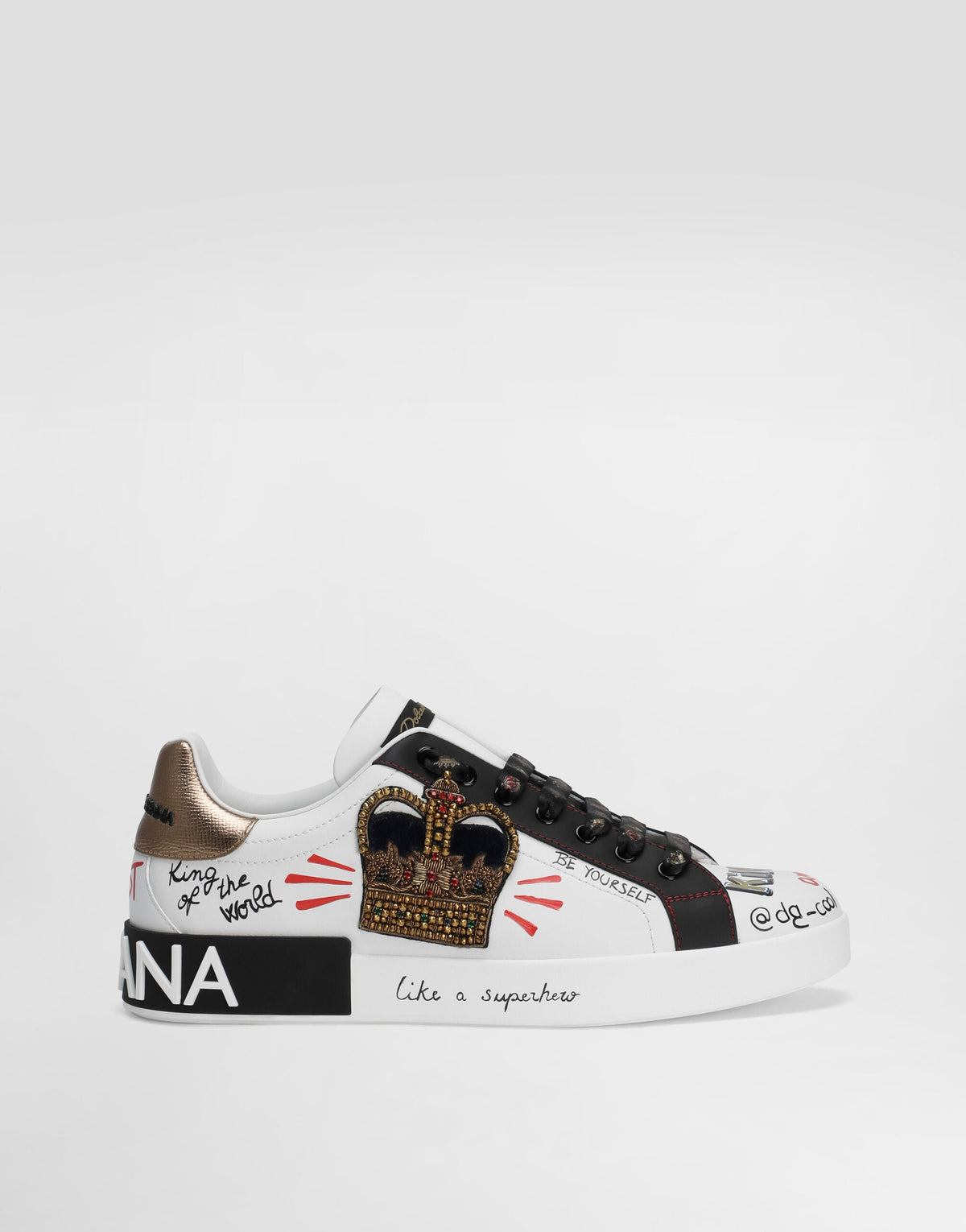 Sneaker Portofino in vitello nappato stampato con patch e ricami